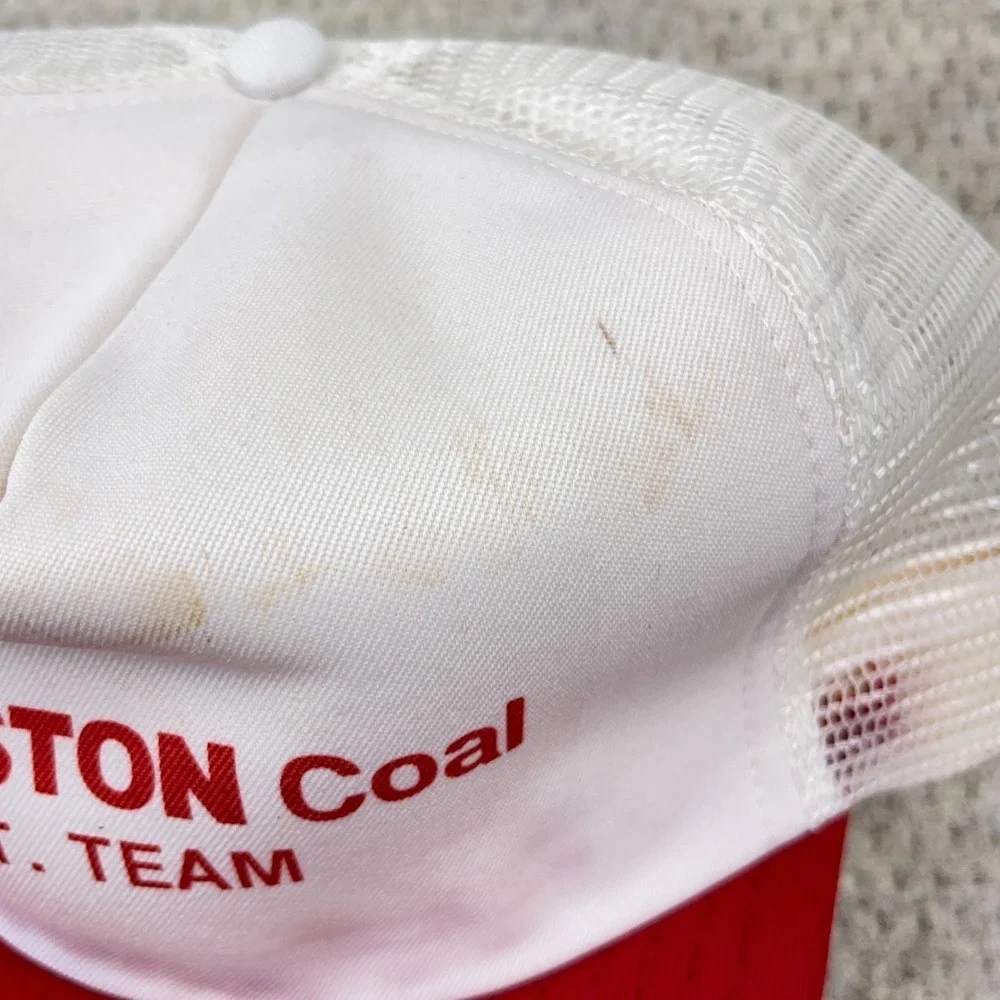 Vintage Pittston Coal Trucker Hat‎ Cap Made In USA Mine 80s 90s Red White Mesh